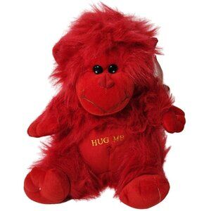 Plush Appeal Red Monkey Gorilla Hug Me Valentines Day Plush Stuffed Animal Hairy